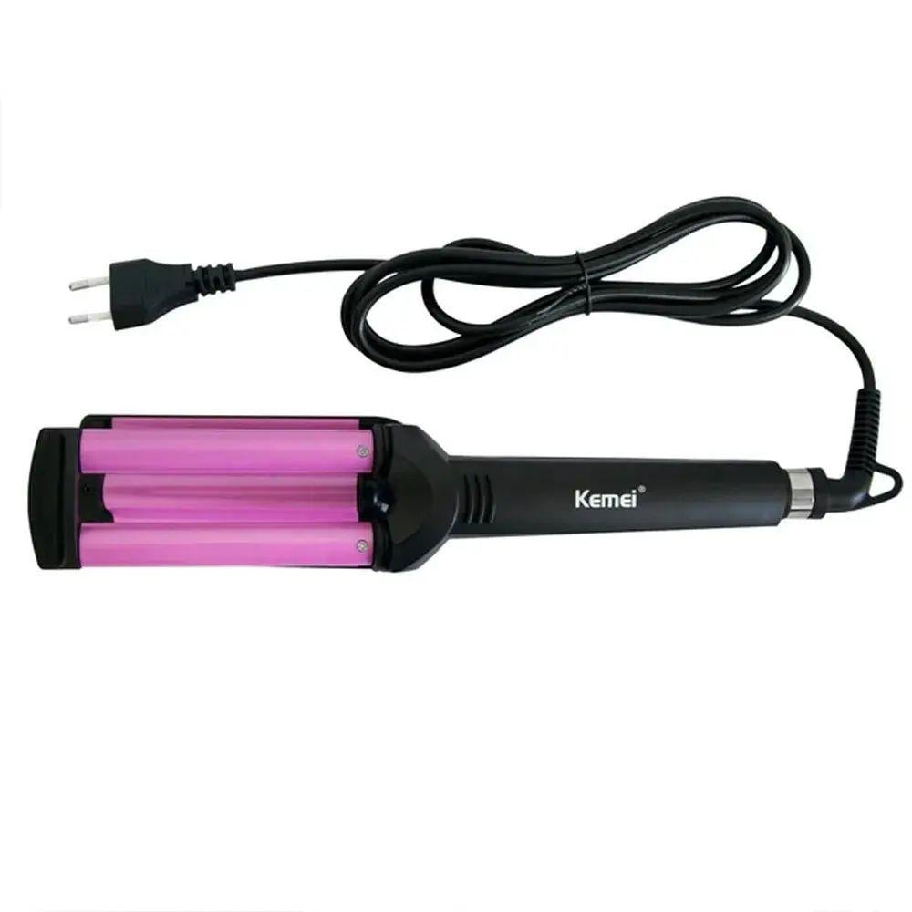 Плойка тройная для завивки волос Gemei KM 2022 45 Вт с ионизацией терморегулятором и керамическим покрытием 310х80 мм