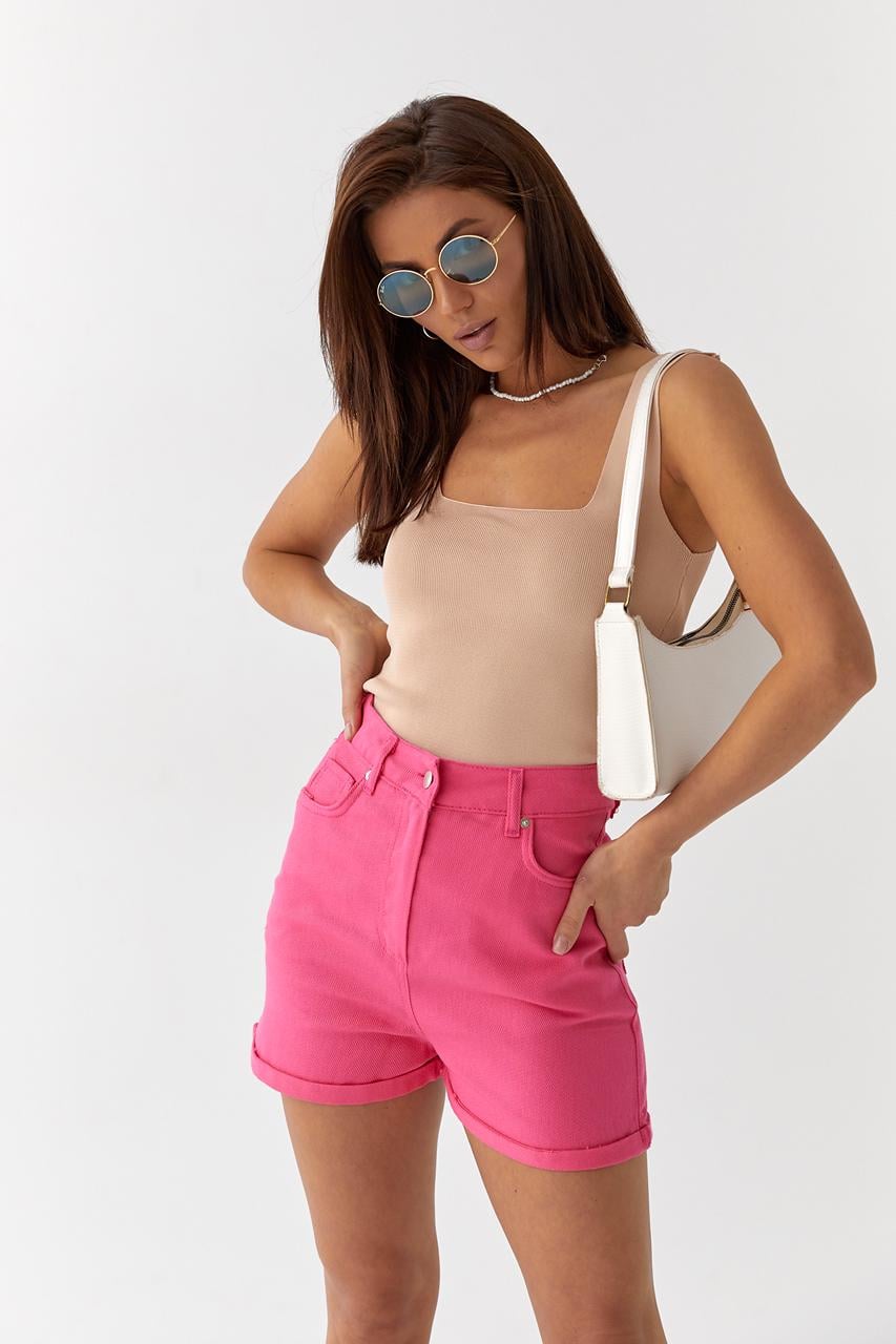 Топ QU STYLE женский однотонный с квадратным вырезом M Бежевый