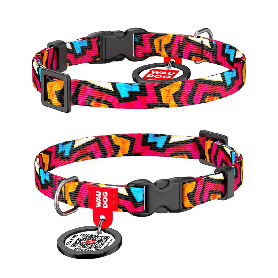 Нашийник для собак нейлоновий Waudog Nylon Графіті з QR паспортом пластиковий фастекс XS 10 мм 20-30 см Нашийник для собак нейлоновий Waudog Nylon Графіті з QR паспортом пластиковий фастекс XS 10 мм 20-30 см