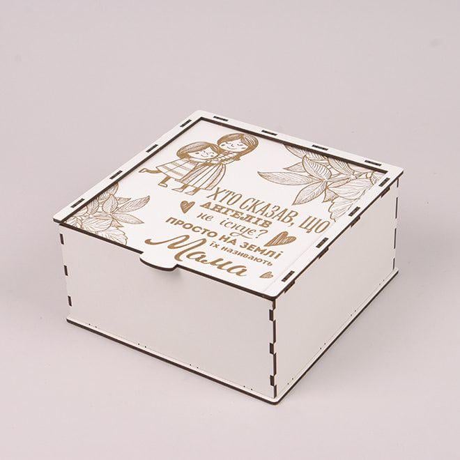 Коробка подарочная Flora "Хто сказав, що Ангелів не існує?" квадратная Белый (33285)