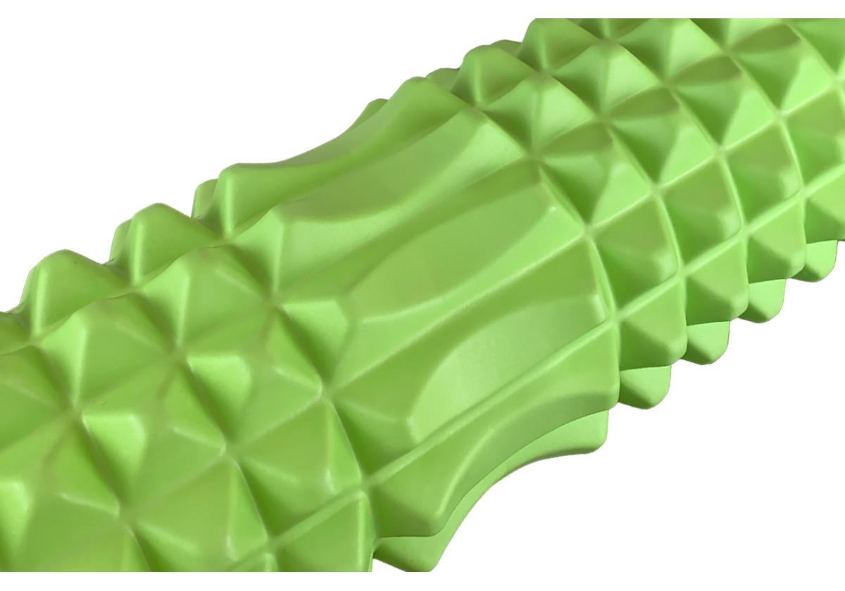 Массажный ролик EasyFit Grid Roller v.1.2 с заглушками с двух сторон 33 см Салатовый (EF-2022a-GN) - фото 2