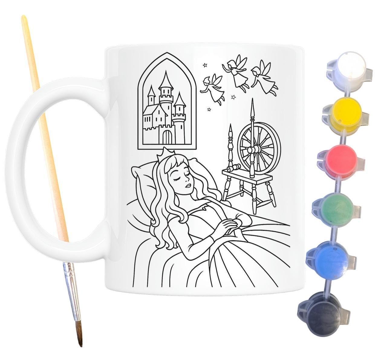 Набор для творчества кружка раскраска Спящая красавица по мотивам сказки Шарля Перро 330 мл Белый (КР0196)