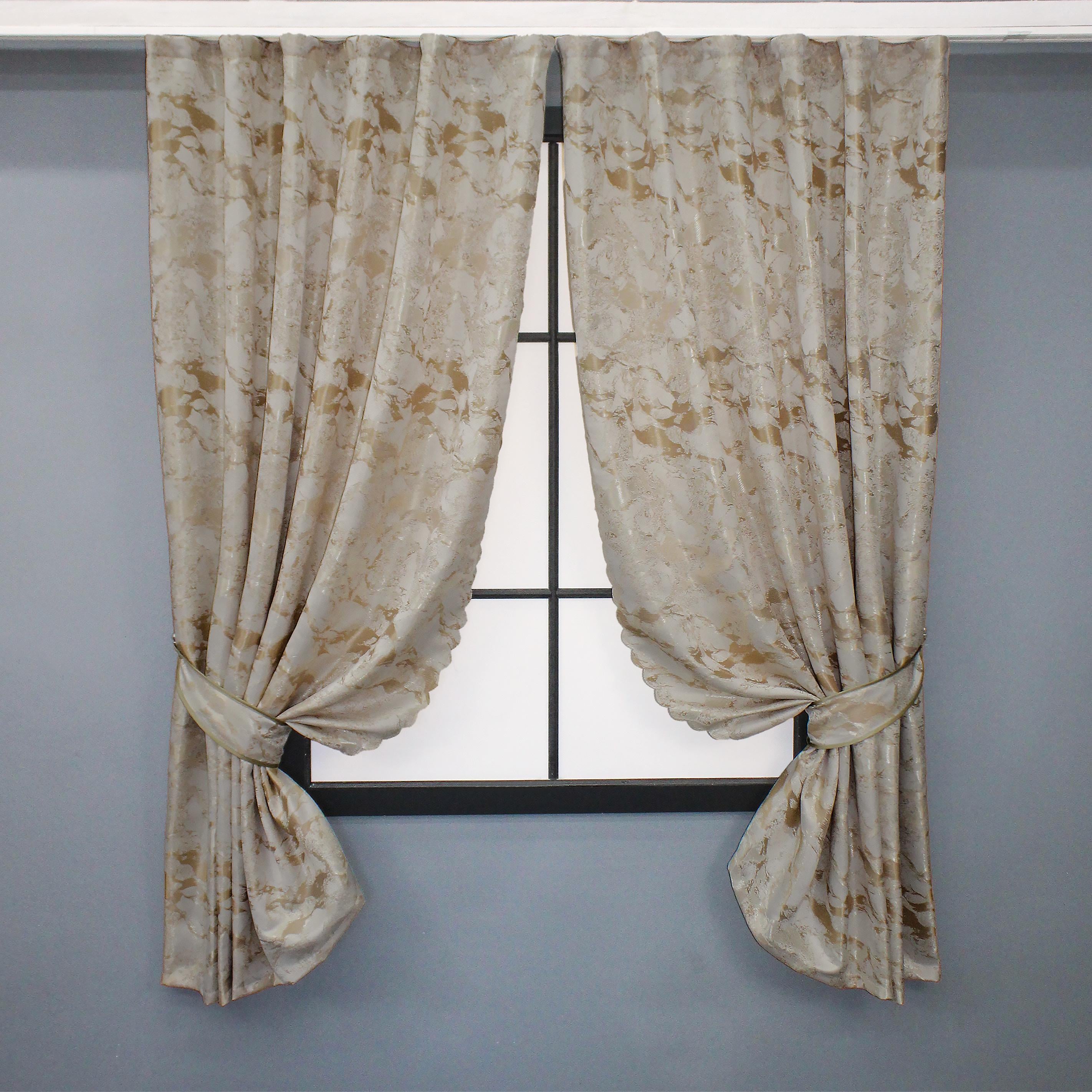 Комплект коротких штор VR-Textil Жаккард Мармур Al3 №1595ш 145х170 см 2 шт. Айвори с бежевым (35-0241)