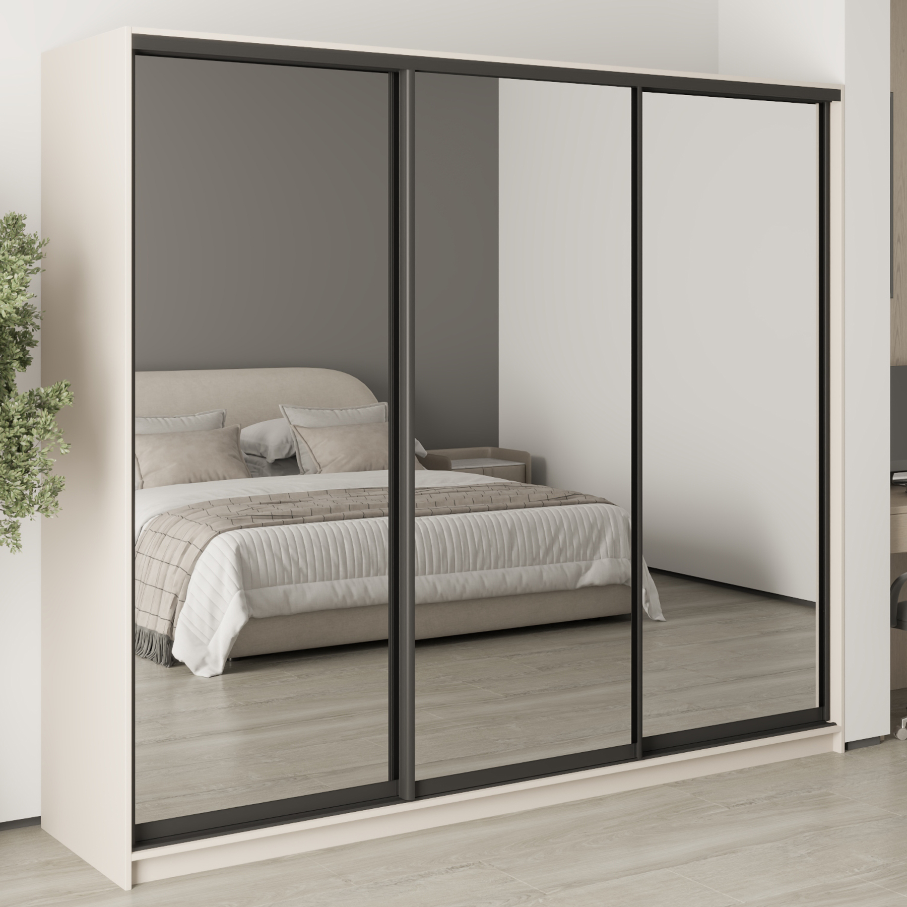 Шафа-купе тридверна Mebel Star Комбо BG MBS-9304 240х60х210 см Кашемір (1009293)