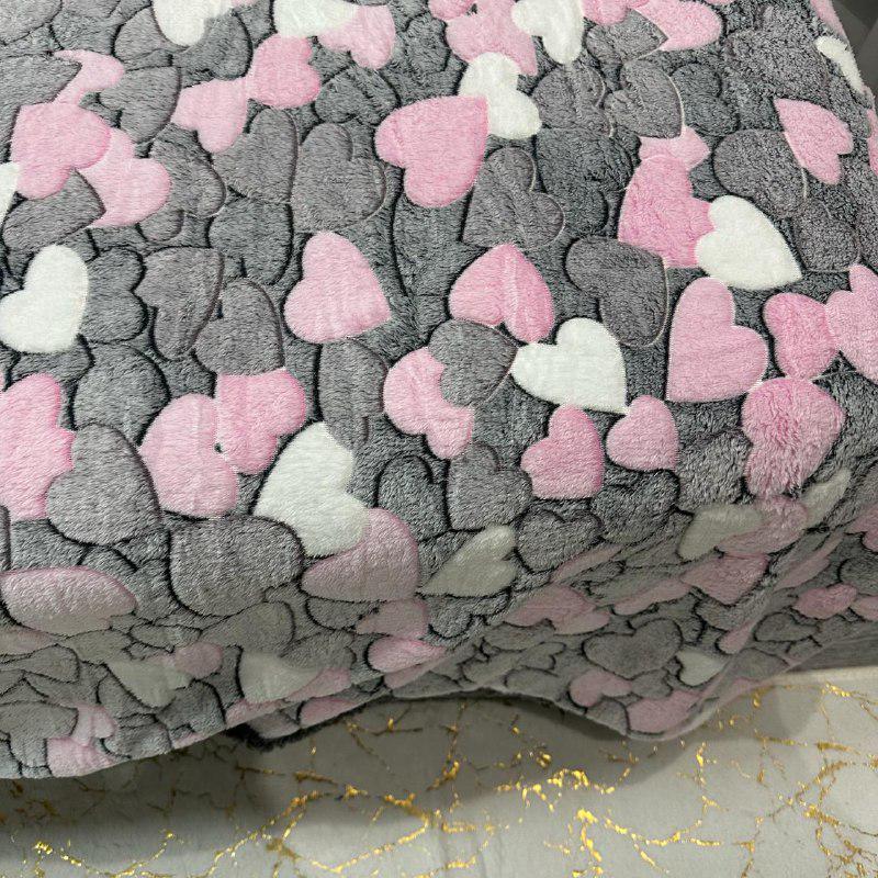 Плед-покрывало двустороннее с рисунком 150х210 см Серо-розовый (PL-1.5-5) - фото 4