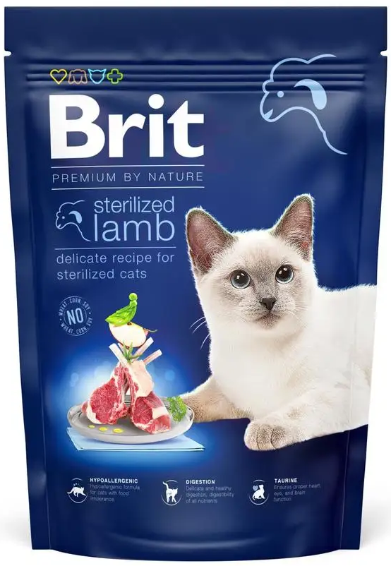 Сухой корм для стерилизованных кошек Brit Premium by Nature Cat Sterilized Lamb с ягненком 800 г (1789932837)
