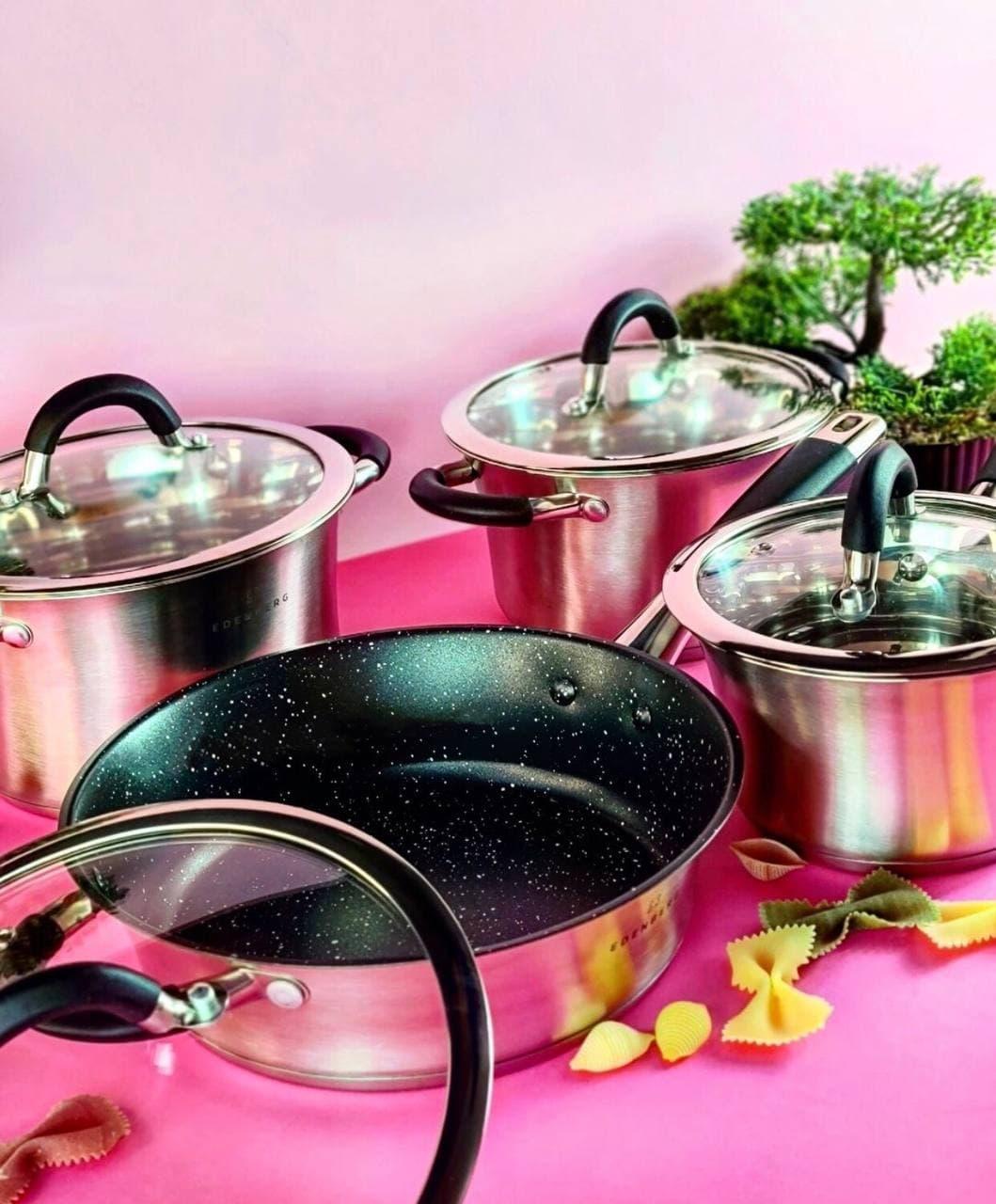 Набір каструль Edenberg із нержавіючої сталі + ківш із товстим дном 8 пр. (EB-2407) - фото 4 Набір каструль Edenberg із нержавіючої сталі + ківш із товстим дном 8 пр. (EB-2407) - фото 4