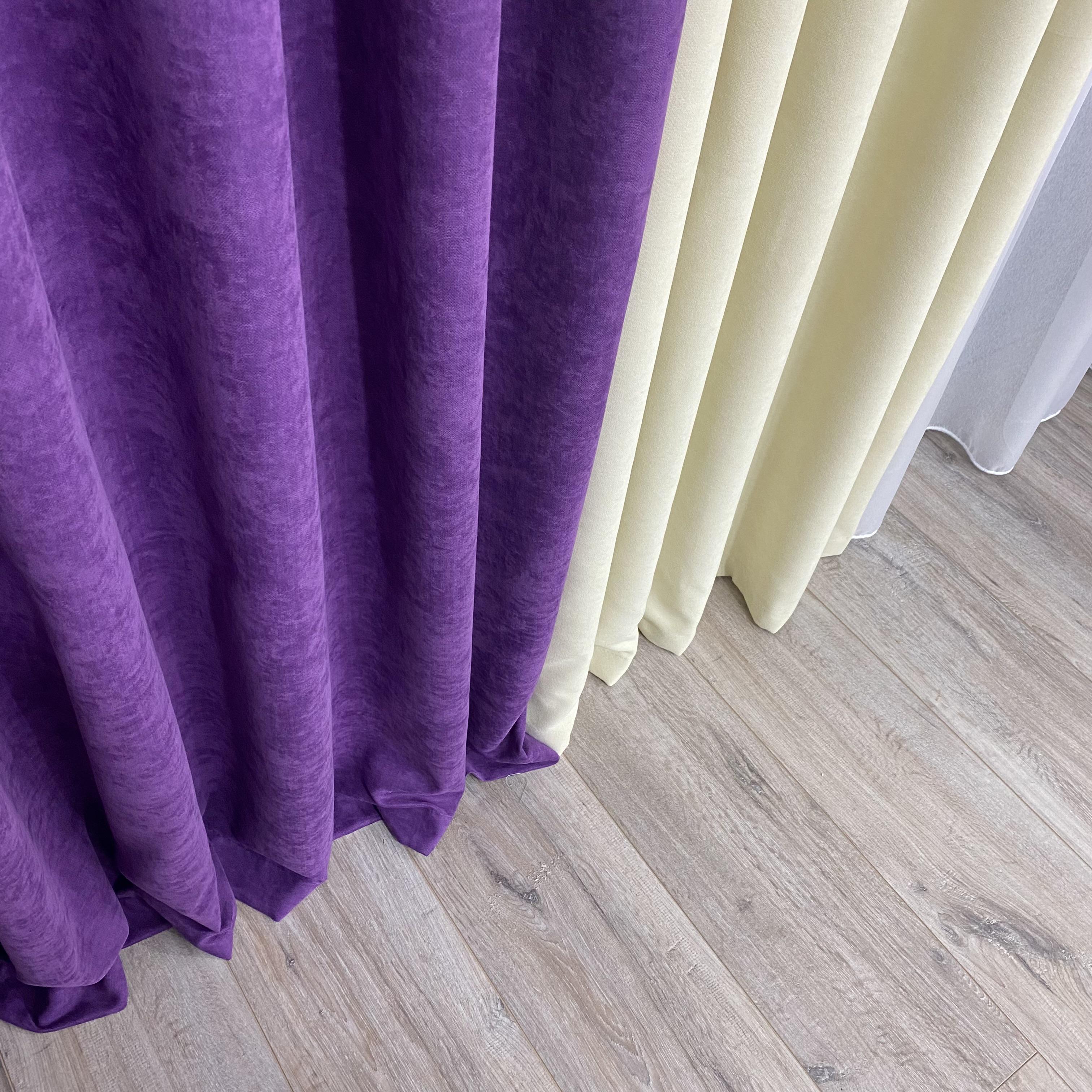 Шторы микровелюр TG Home Дуэт №450 1,50х2,70 м Фиолетово-кремовый (450-98/250) - фото 7