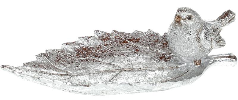 Декоративное блюдо Птица на серебристых листьях 21,5 см (BD-218-815)