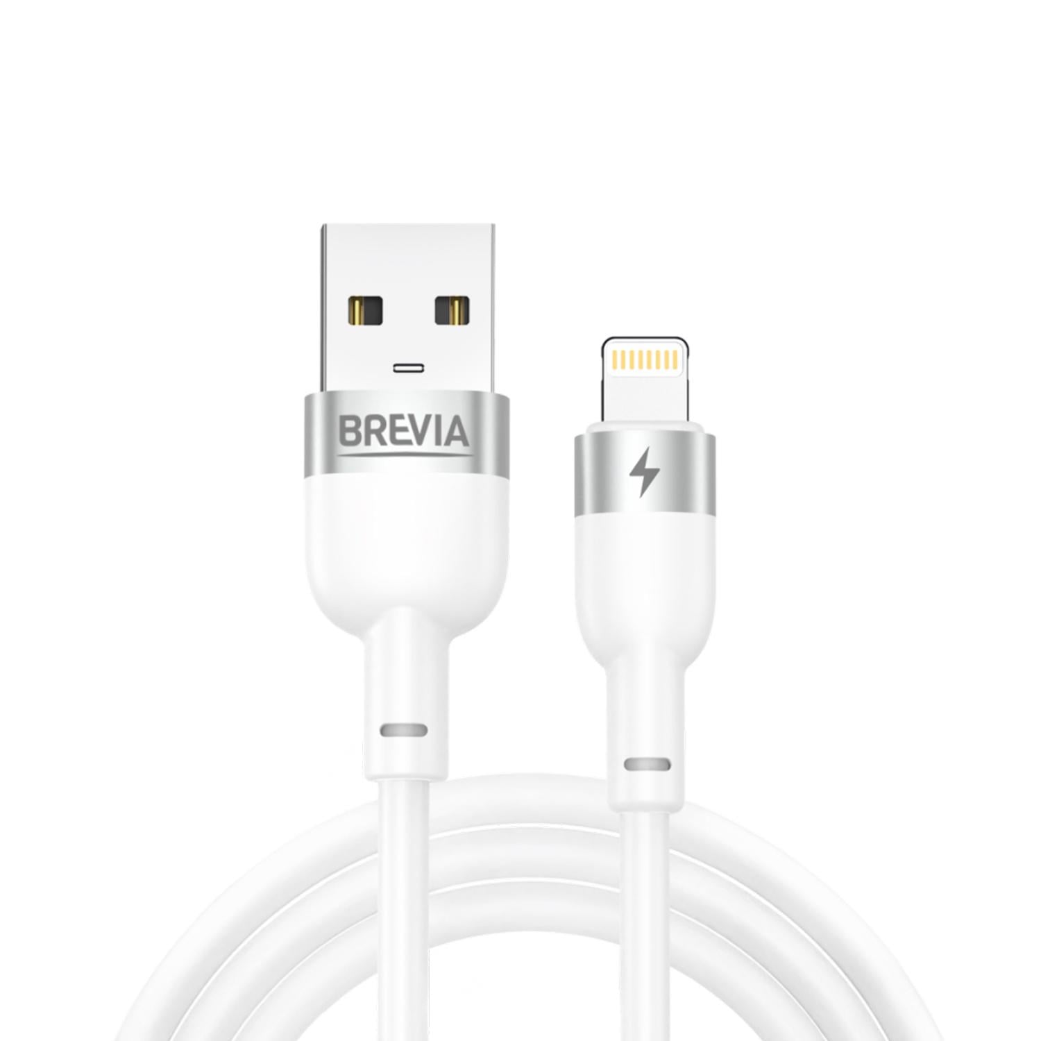 Кабель Brevia USB to Lightning 2,4А ZIP 1,2 м Белый (52120WULZ1)