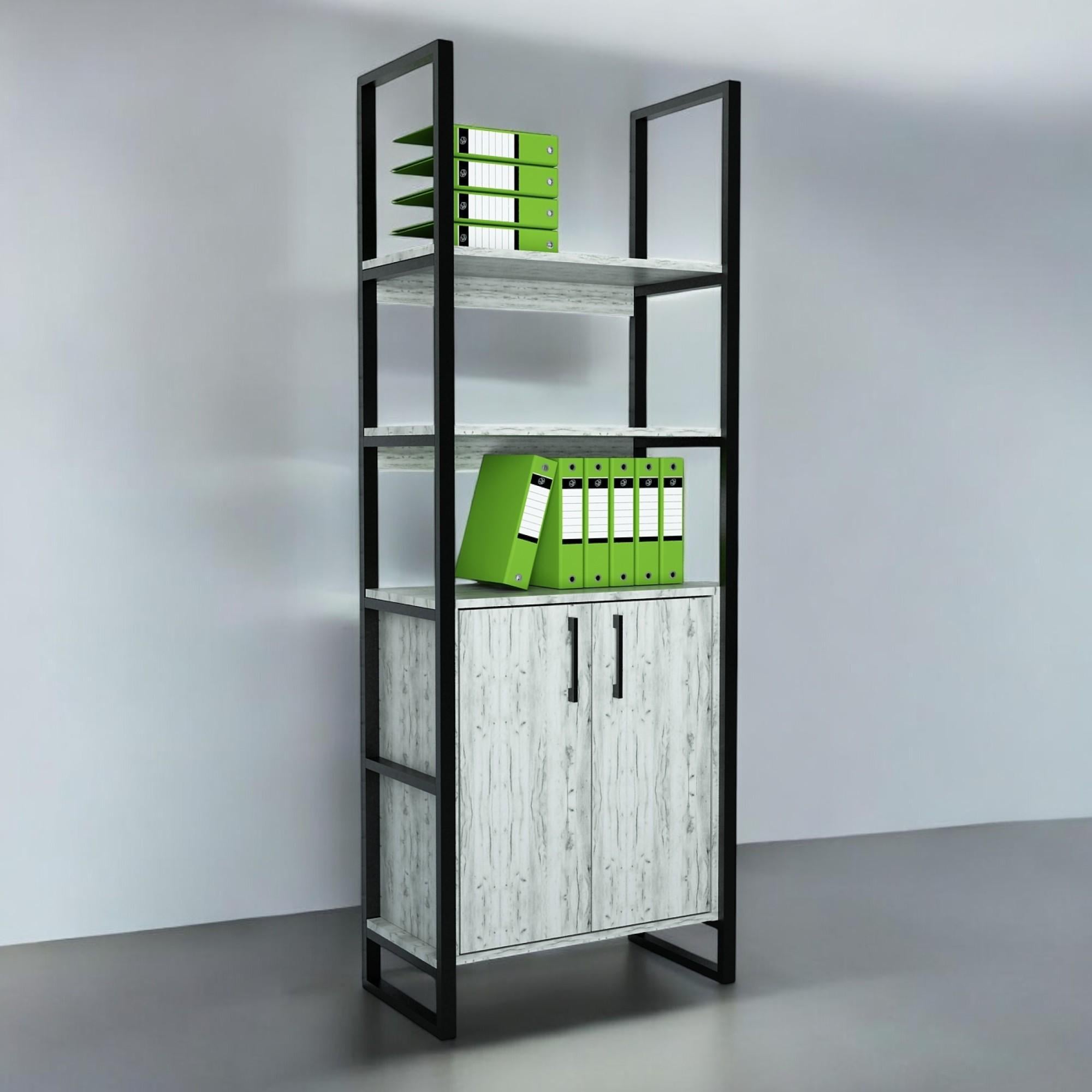 Стеллаж офисный Tobi Sho LOFT Iceberg СЛА/3 для документов 600x400x1900 мм Дуб крафт белый