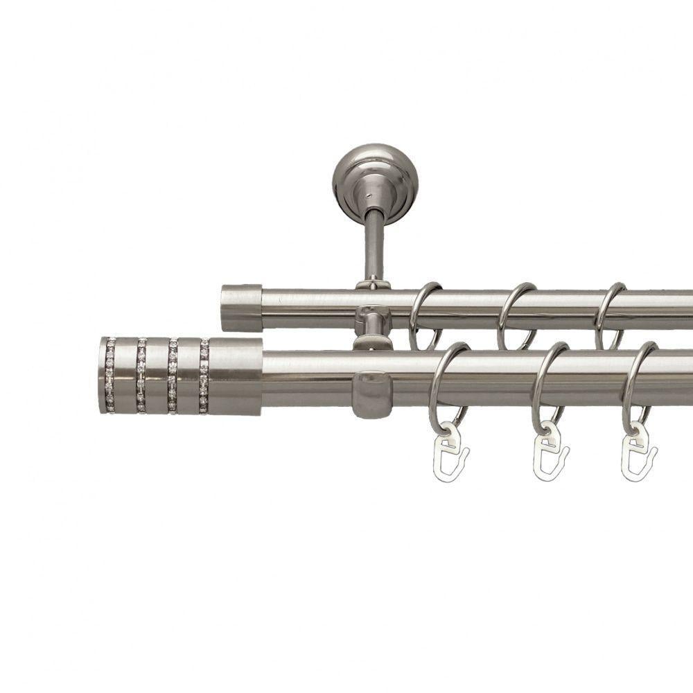 Карниз для штор Orvit Барамелла двухрядный гладкий 300 см Нержавеющая сталь (7075438)