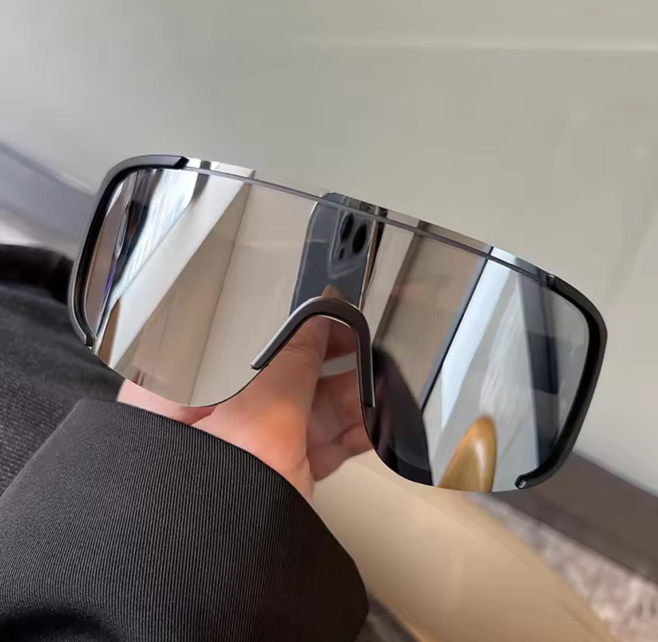 Солнцезащитные очки с панорамной линзой и зеркальным покрытием Серебряный