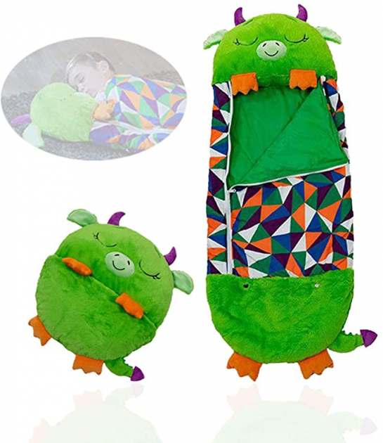 Дитячий спальний мішок/іграшка/подушка Дракончик Sleeping Bag Happy Nappers Dragon 3в1 на блискавці 120 см Зелений - фото 4