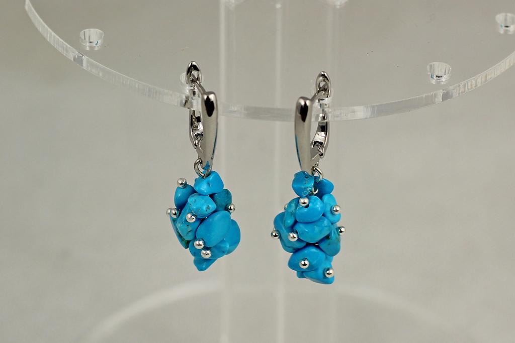 Серьги подвески кисть говлит 4 см Серебристый (29633391)