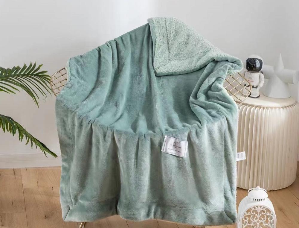 Плед детский Cotton home 100х140 см двусторонний овчина/микрофибра 1057-5 Оливковый (DR0140 см67)