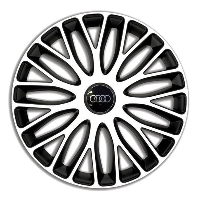 Колпаки для колес 4 Racing Mugello R16 c логотипом Audi 4 шт. White/Black