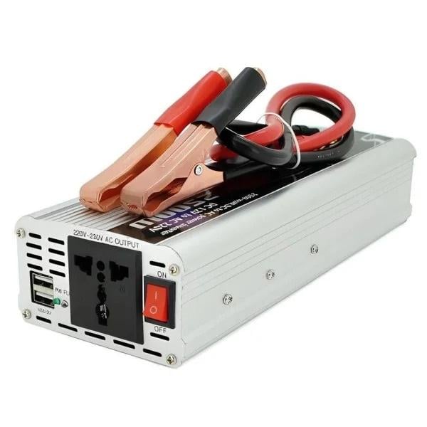 Інвертор N-1500W з USB 1 універсальна розетка клем та крокодили (00130)