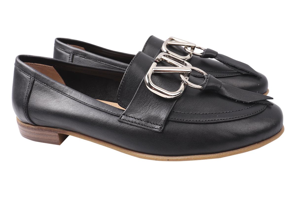 Туфли женские Aquamarin из кожи на низком ходу р. 40 Черный (1896-21DTC)