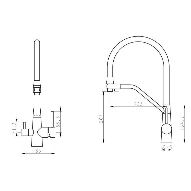 Смеситель для кухни Lidz Aria 020F3 с гибким изливом с подключением для питьевой воды (LDARI020F3BNK37647) - фото 2 Смеситель для кухни Lidz Aria 020F3 с гибким изливом с подключением для питьевой воды (LDARI020F3BNK37647) - фото 2