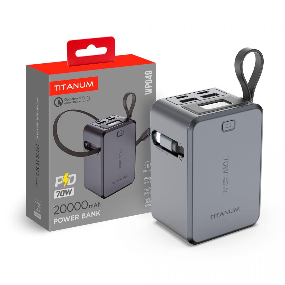 Повербанк TITANUM WP049 PD70W 20000 mAh Grey Повербанк TITANUM WP049 PD70W 20000 mAh Grey