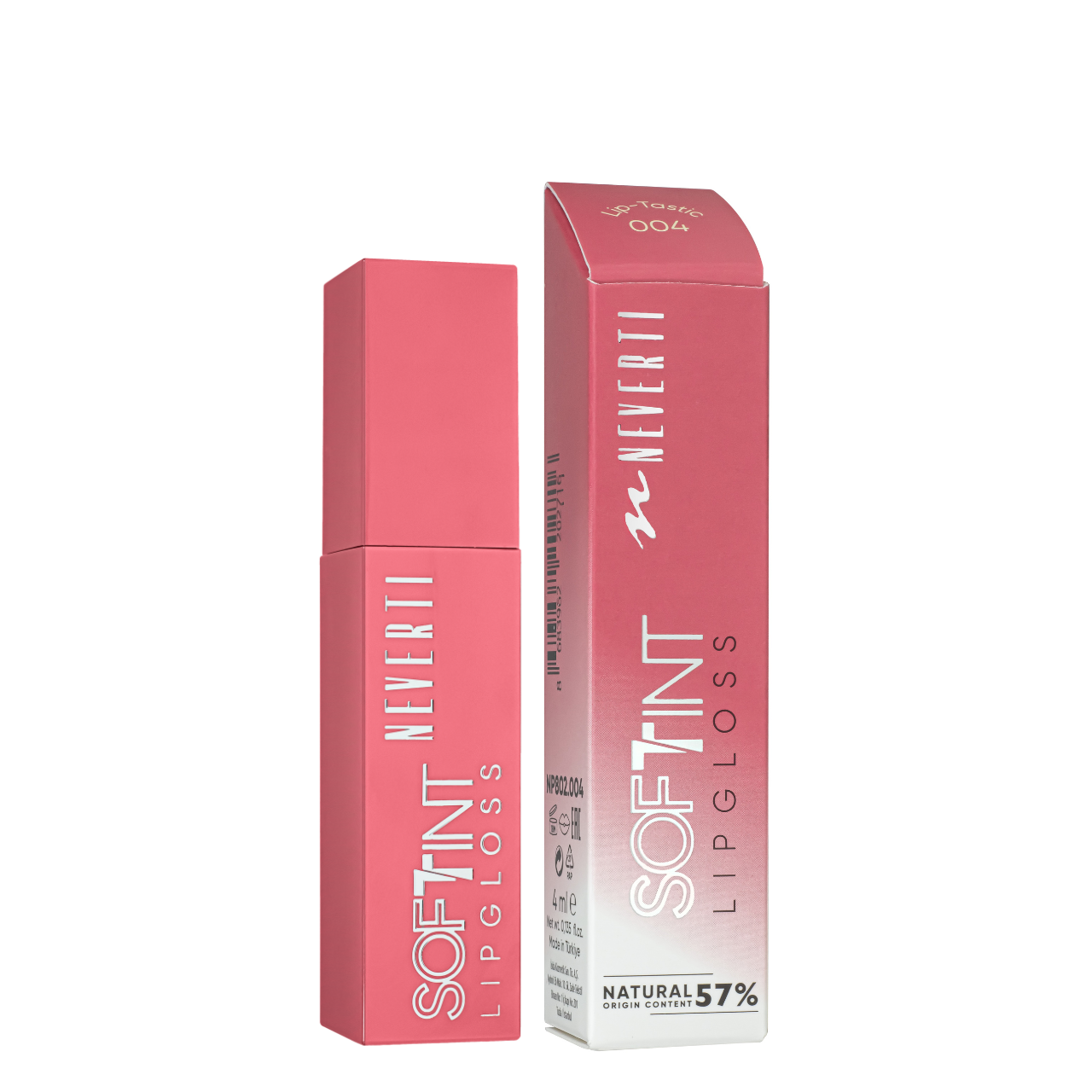 Блиск тінт для губ Neverti Soft Tint Lipgloss 004 Світло-вишневий (NP802)
