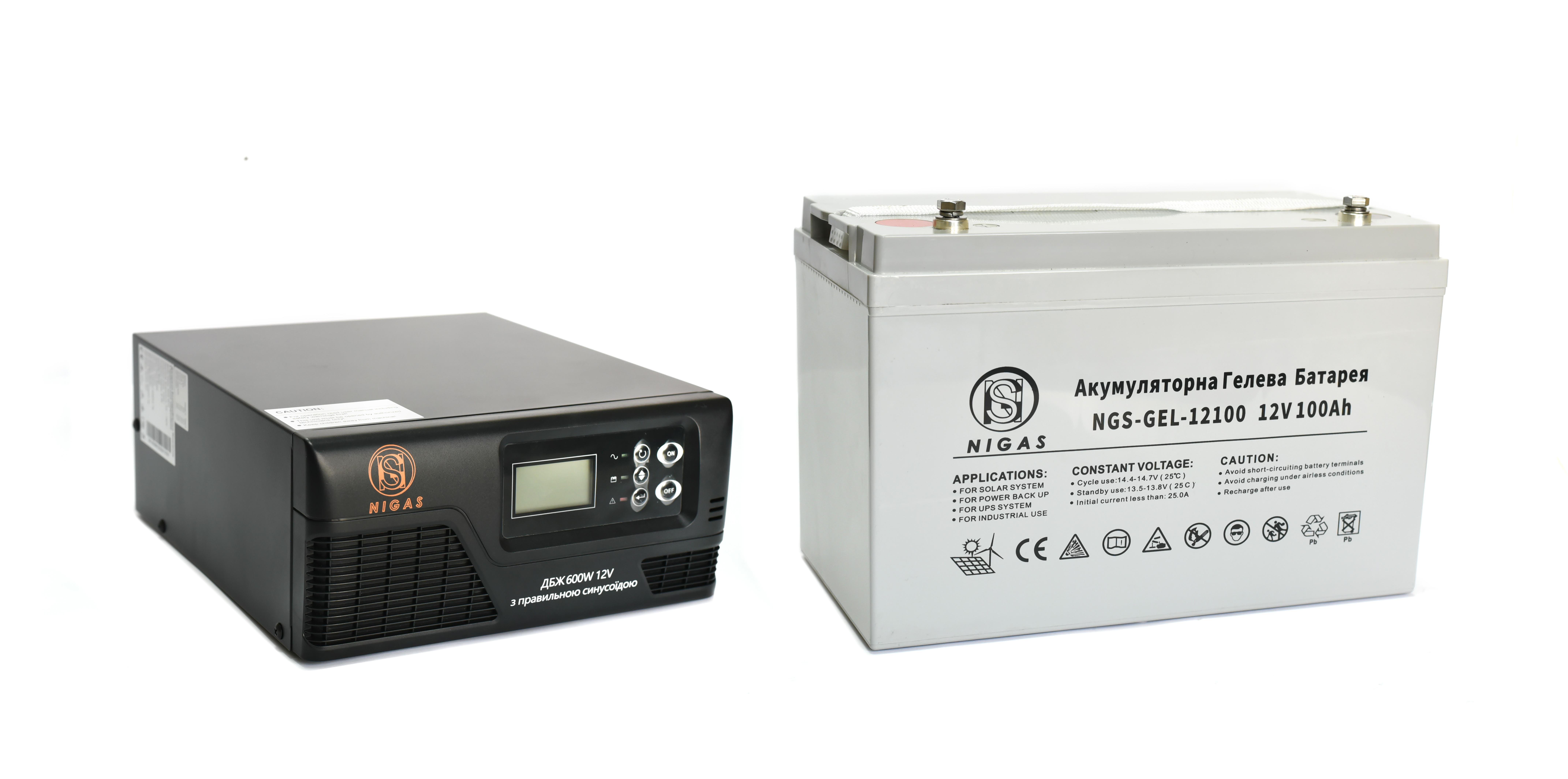 Комплект резервного живлення ДБЖ + гелева батарея NGS-0612 + АКБ NGS-GEL-12100 1200W