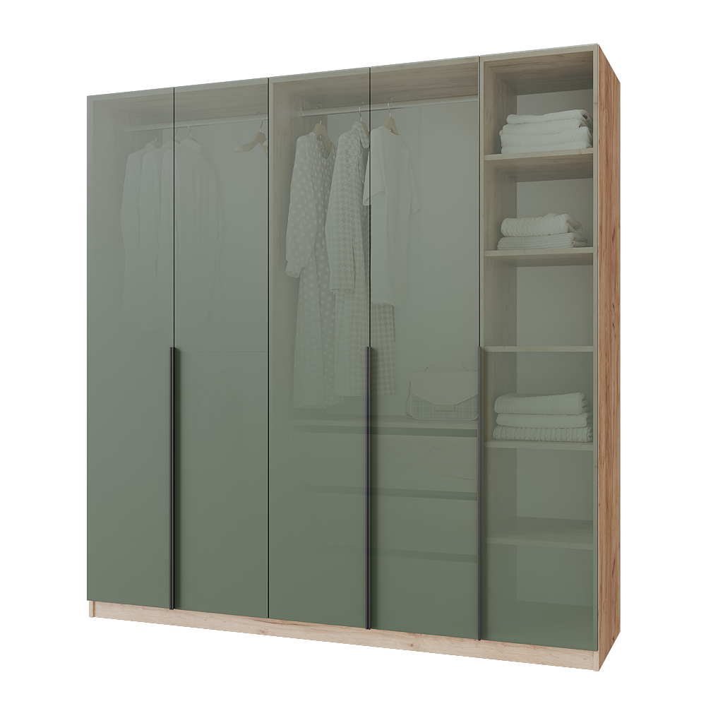 Шафа розпашна з тумбою Меблітренд Чиназес ЧиТ-2000 2000х500х2050 мм Дуб крафт золотий/Зелений димчастий (27286700) - фото 3 Шафа розпашна з тумбою Меблітренд Чиназес ЧиТ-2000 2000х500х2050 мм Дуб крафт золотий/Зелений димчастий (27286700) - фото 3