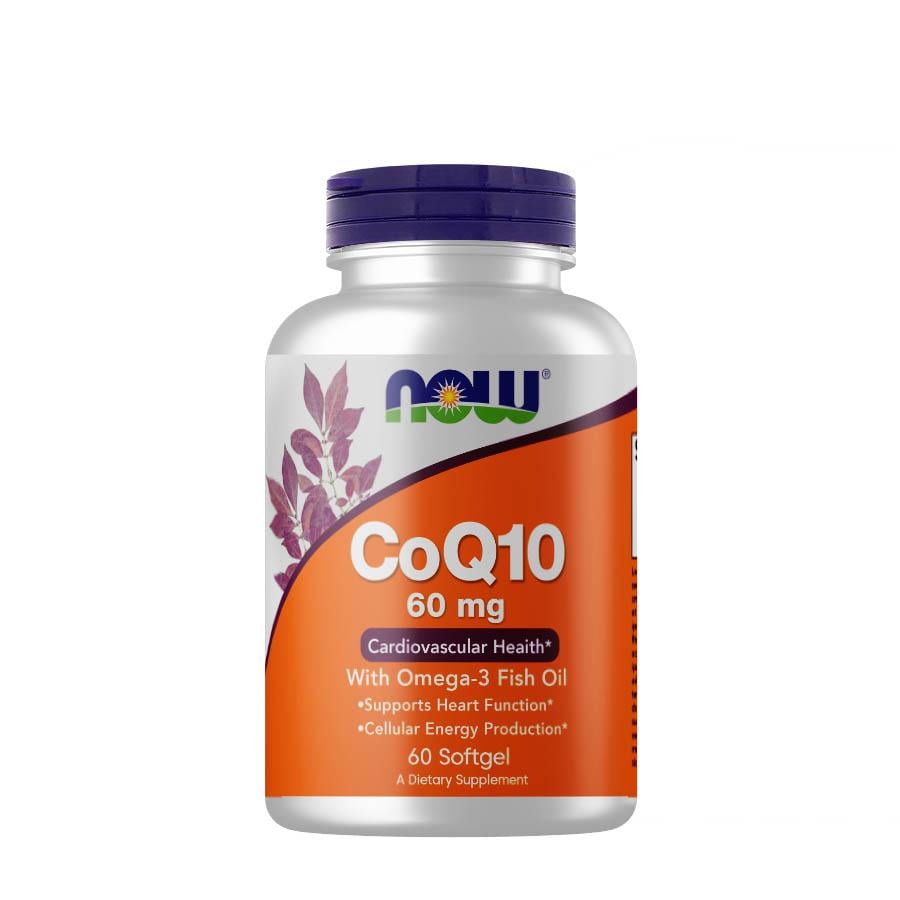 Натуральна добавка NOW CoQ-10 60 мг with Omega-3 Fish Oil 60 капс. (3619)