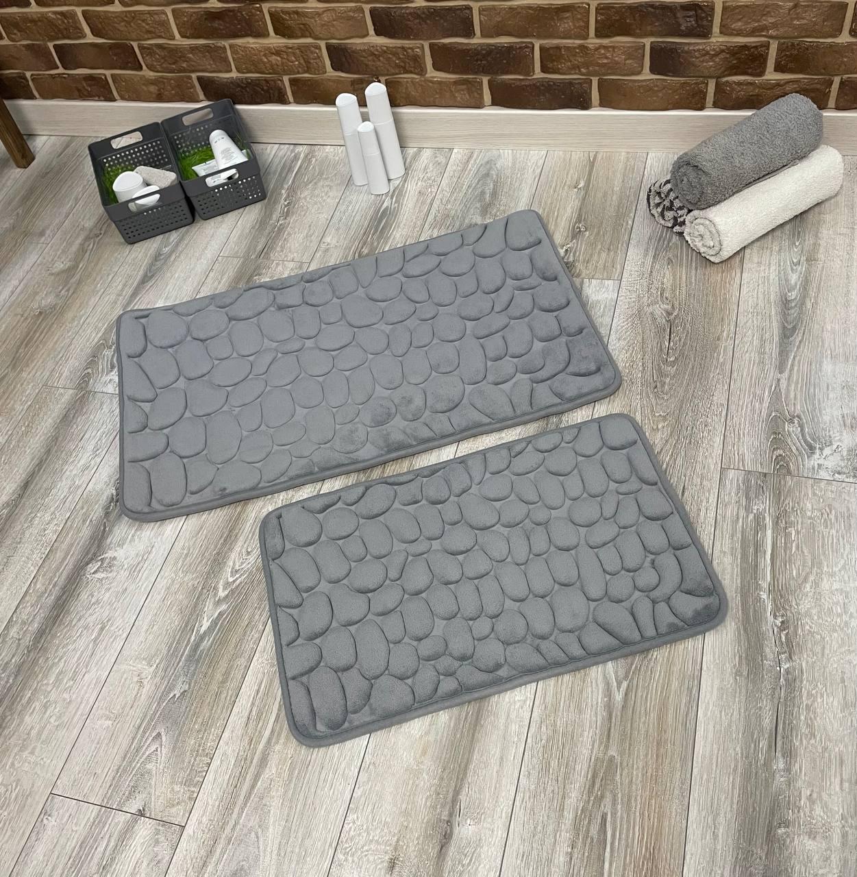 Набор ковриков в ванную и туалет Stone Premium Memory Foam 2в1 80х50/60х40 см Серый (NKPS0003) - фото 7 Набор ковриков в ванную и туалет Stone Premium Memory Foam 2в1 80х50/60х40 см Серый (NKPS0003) - фото 7