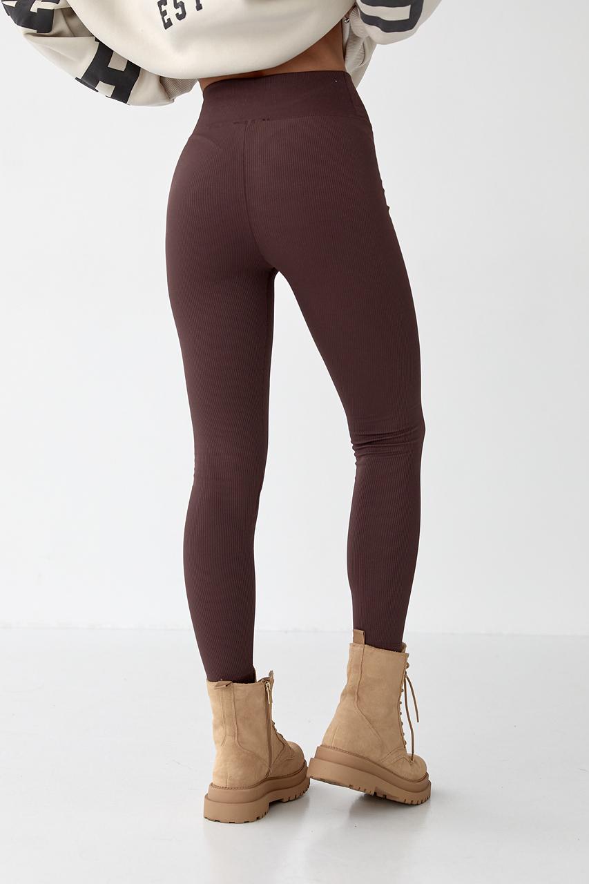 Лосины в рубчик с высокой посадкой M Коричневый - фото 5