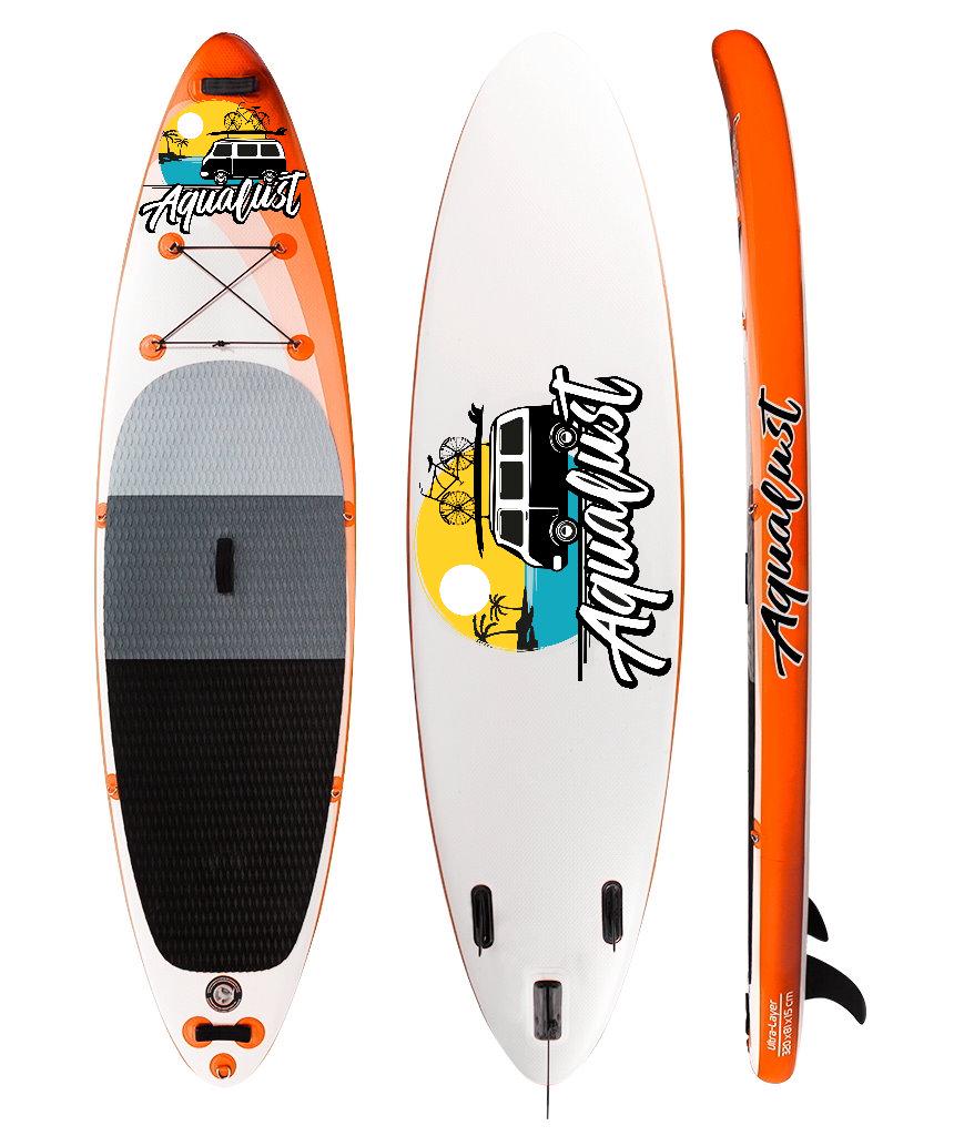 Sup-доска Board Paddle Aqualust универсальная надувная 2 шаровая 320 см 10,6 Orange (01) - фото 9