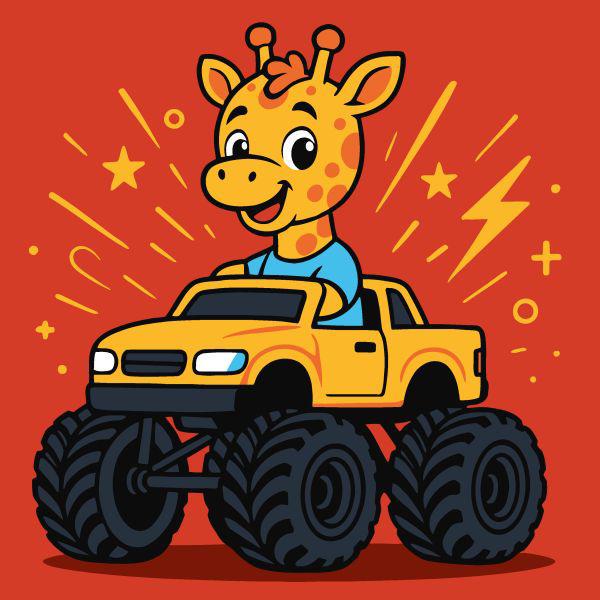Картина за номерами Ideyka Жираф на машині 25x25 см (Id-KHO1305)