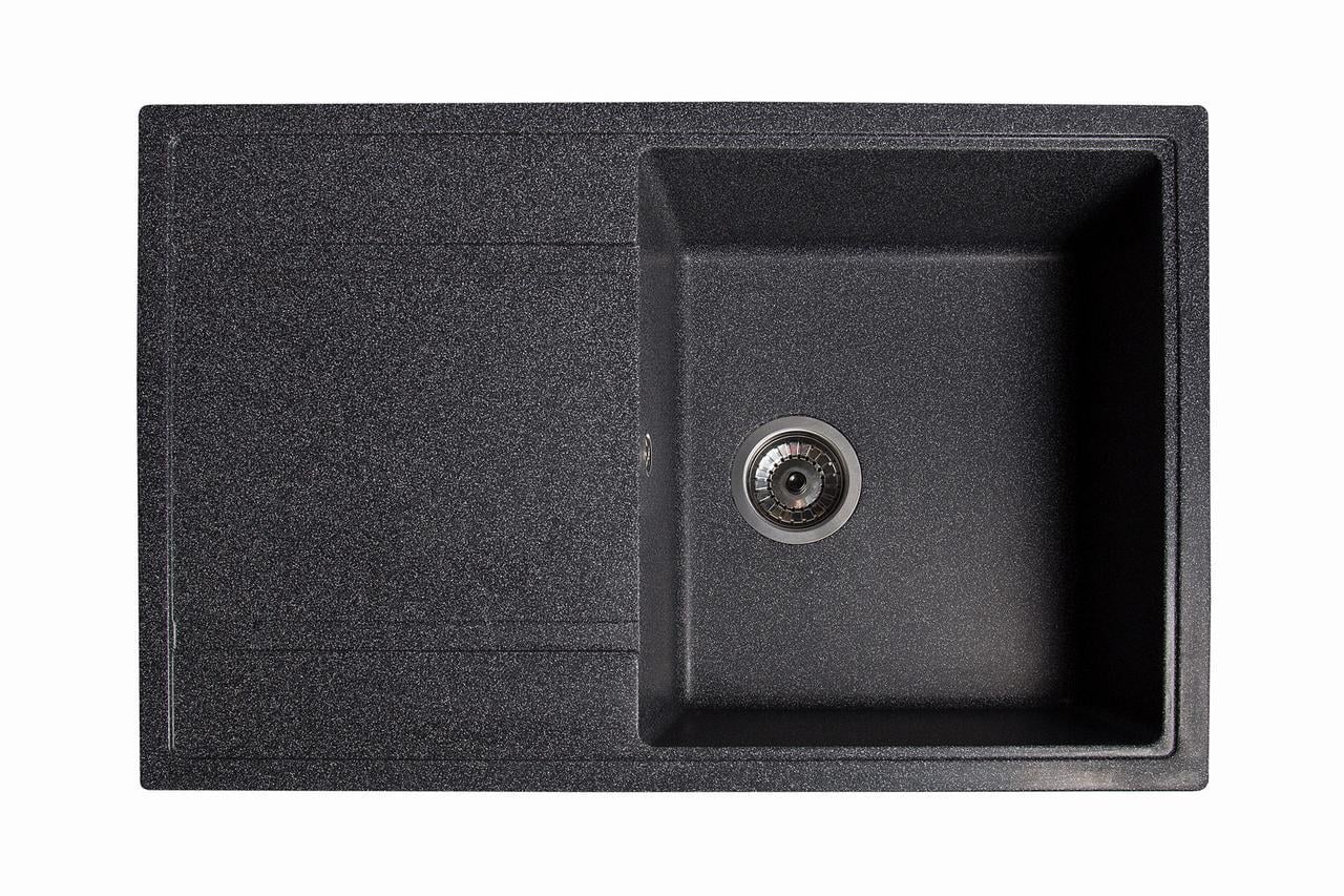 Мийка кухонна прямокутна Модус зі штучного каменю з крилом Чорний (1570457749)