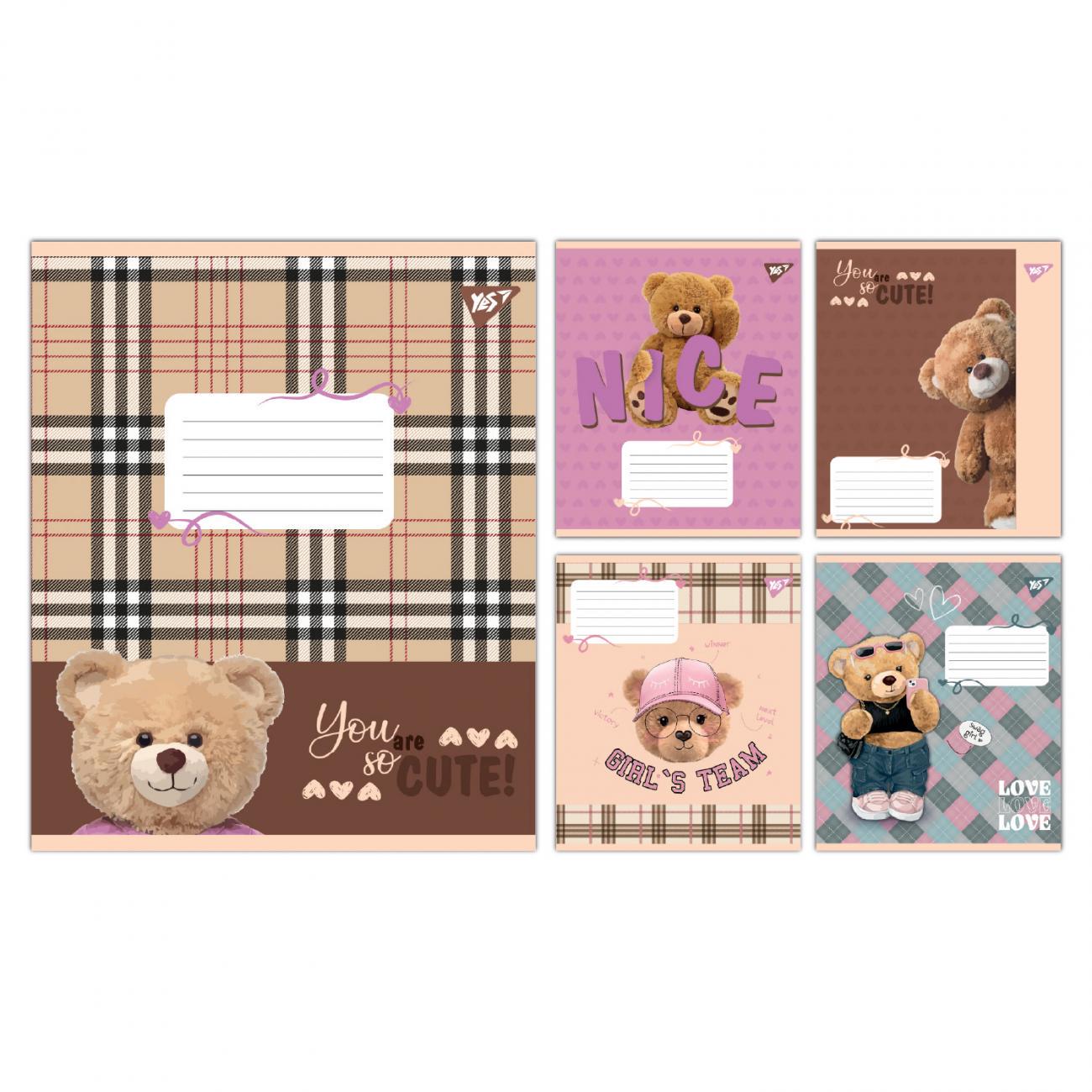 Зошити учнівські YES You are cute 36 аркушів клітинка 15 шт. в упаковці