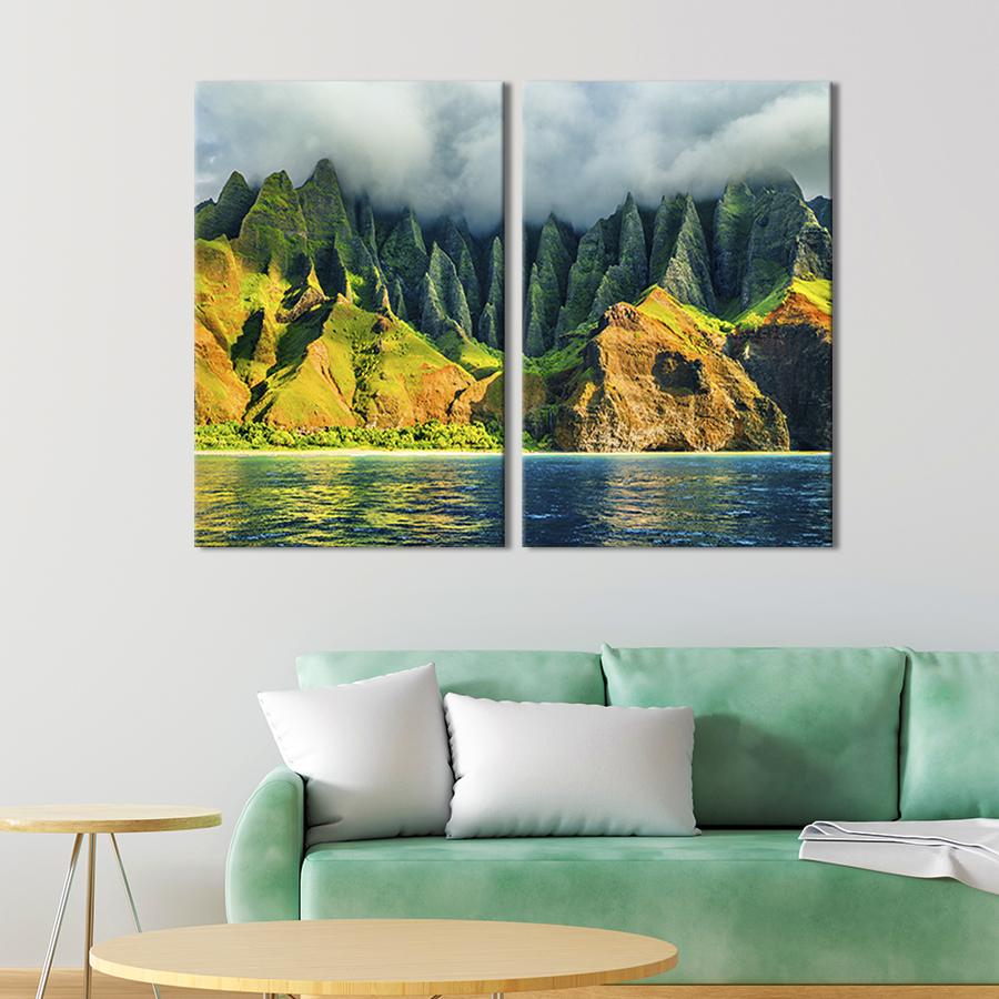 Модульная картина на холсте Диптих Острые скалы на берегу моря 165x122 см (607-2)