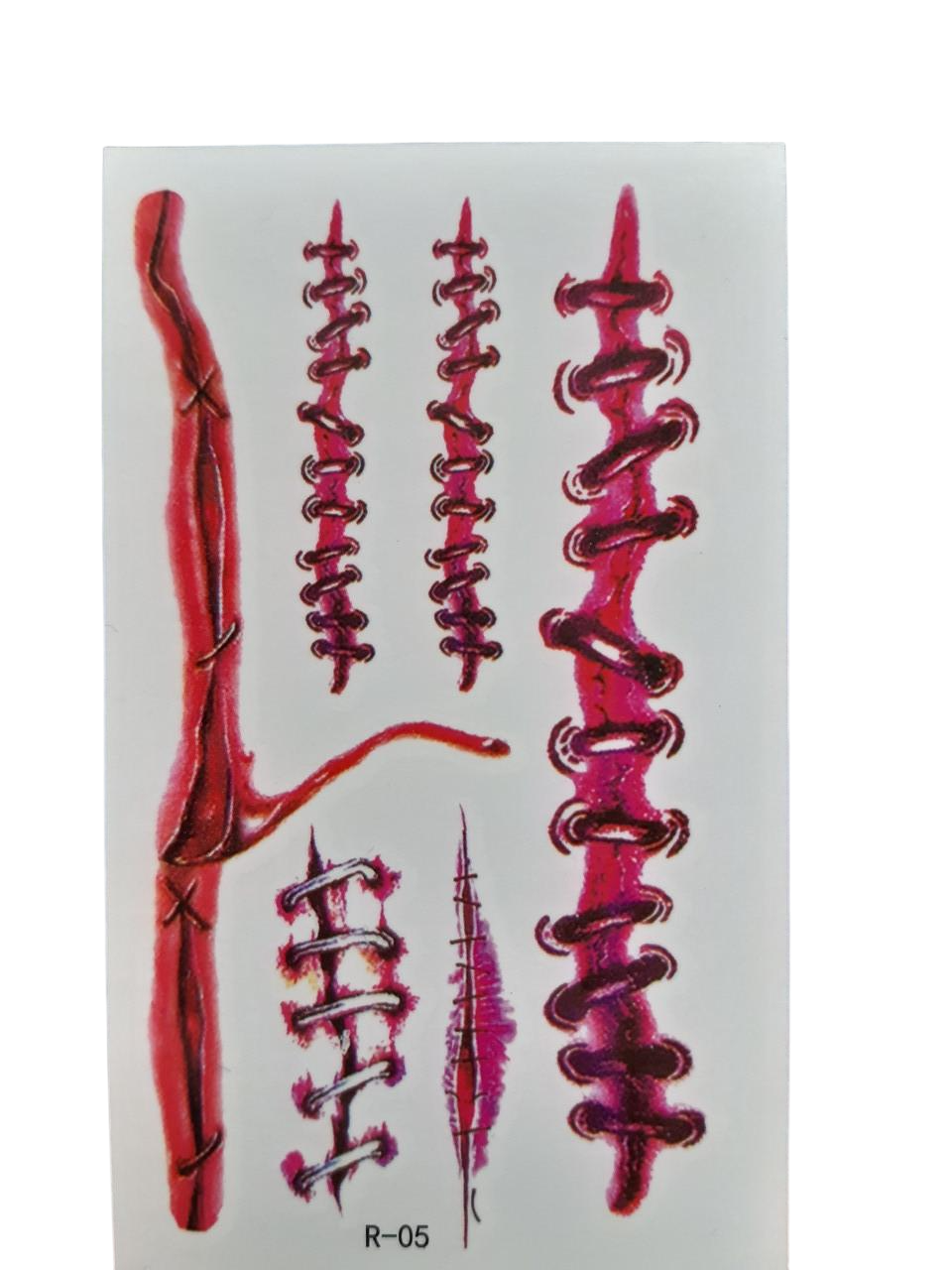Тату временное Хэллоуин 10х6 см Красный (R-05)