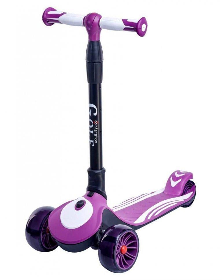 Самокат детский трехколесный складной Maraton Golf G до 80 кг подшипники ABEC 7 с регулируемым рулем Фиолетовый (Golf G-2 mt)