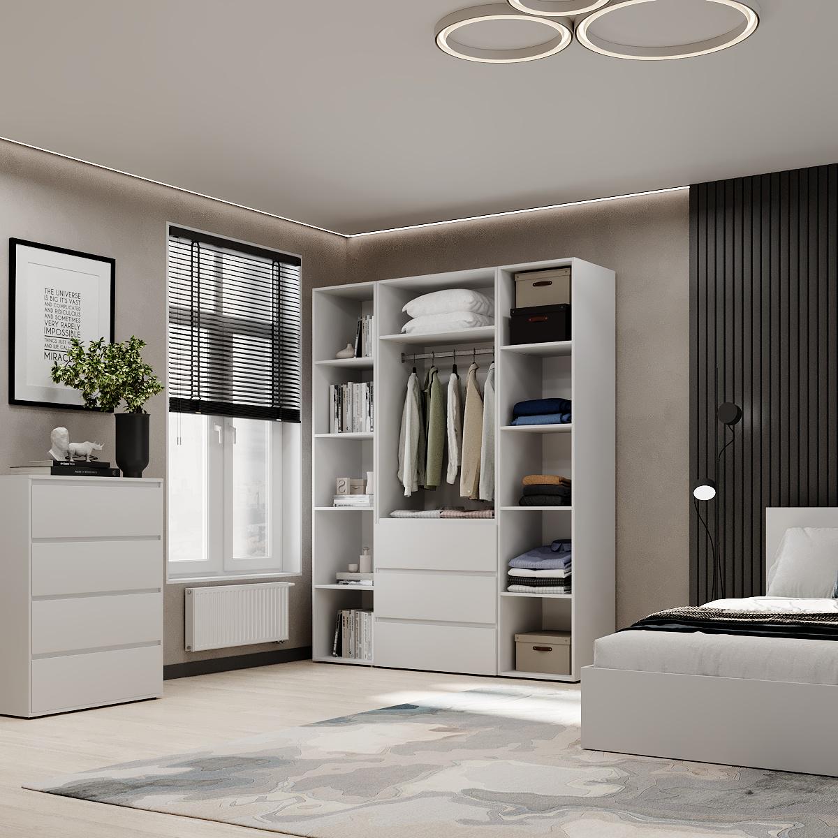 Шкаф распашной комбинированный ART IN HEAD №8 Light 1600x500x2200 мм Белый бриллиант (GALTK081000000) - фото 4 Шкаф распашной комбинированный ART IN HEAD №8 Light 1600x500x2200 мм Белый бриллиант (GALTK081000000) - фото 4