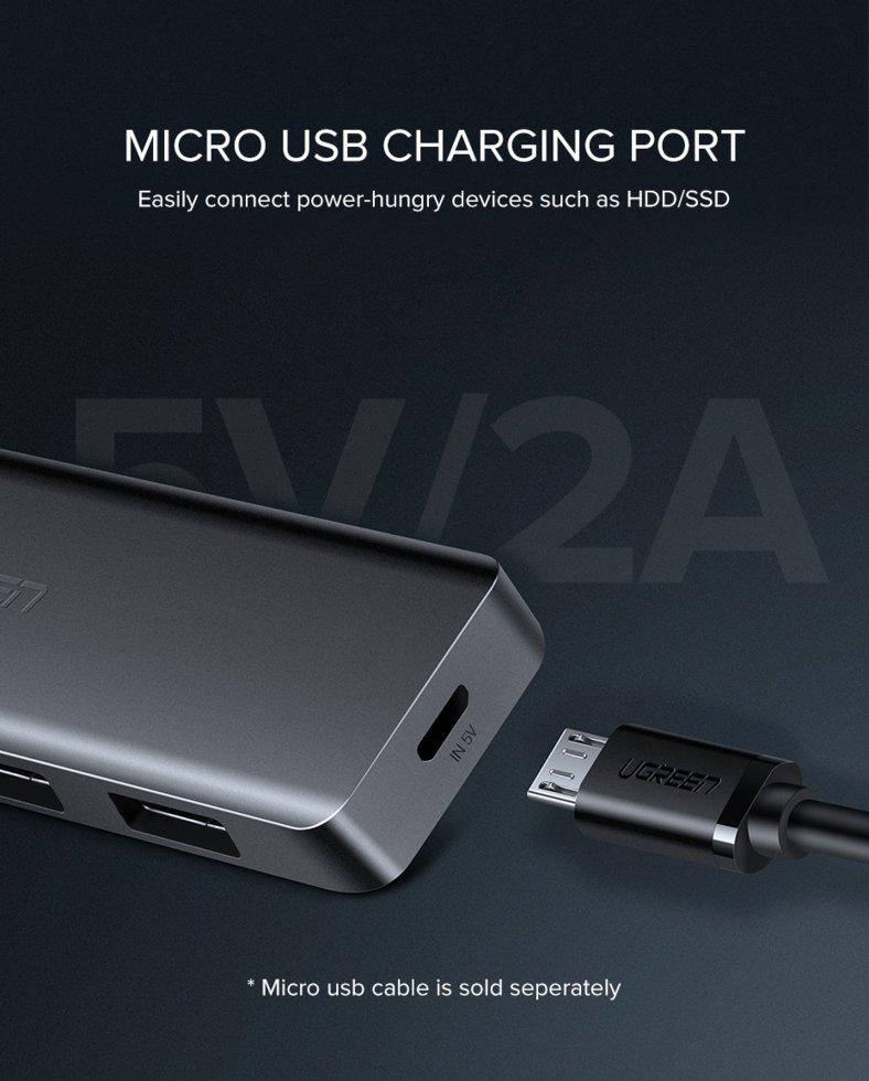 Хаб USB UGREEN CM219 4в1 Space Grey (50985) - фото 8