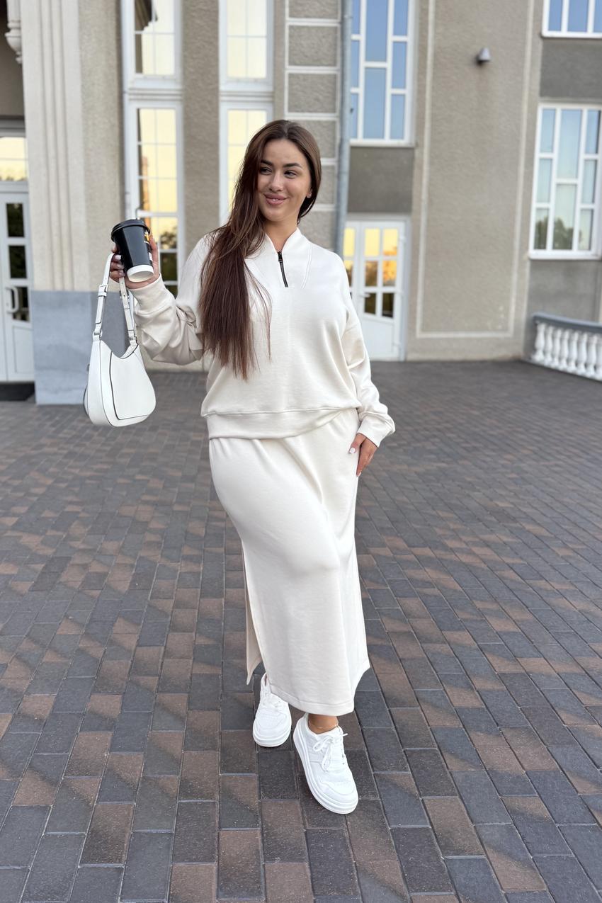 Костюм женский М200 с юбкой из дайвинга XL Бежевый (993-1-63)