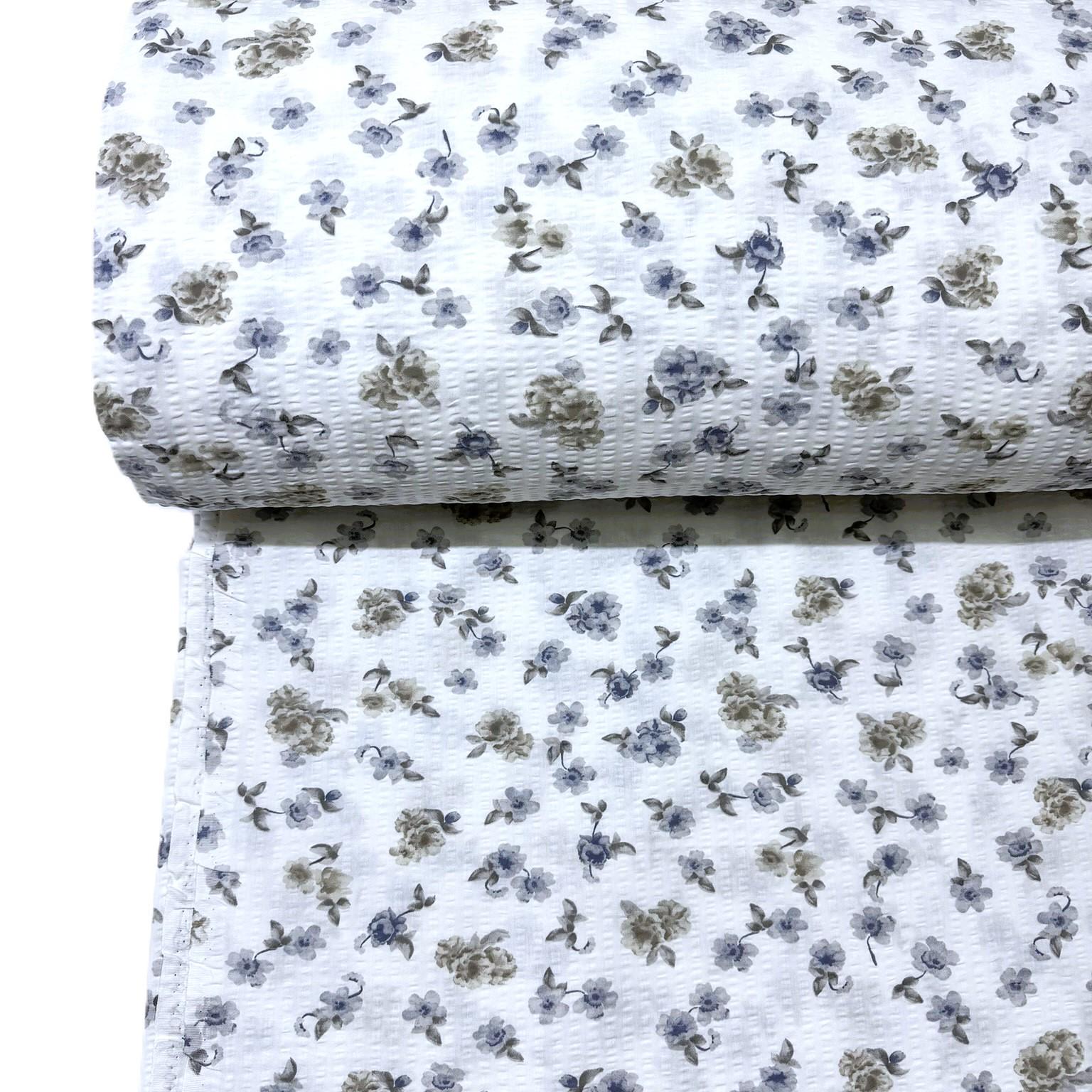 Ткань для постельного белья ранфорс гофре мелкие цветы 240 см Белый (10/28519/18 03074)