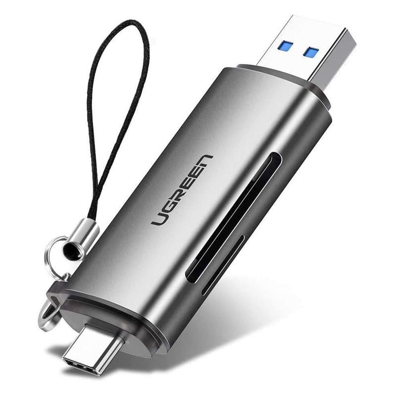 Кардидер 2в1 Ugreen CM185 50706 USB-A USB-C TF/SD Серый