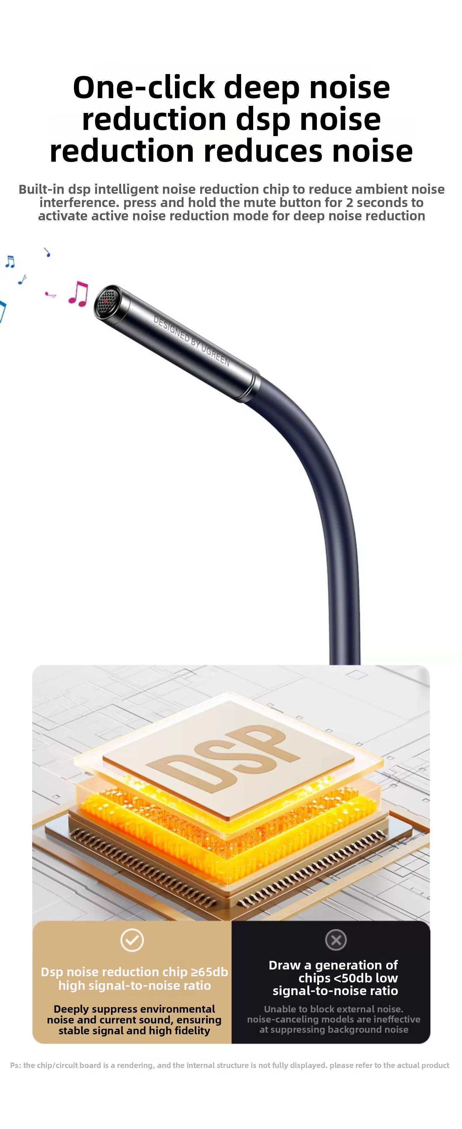 Мікрофон настільний Ugreen 96 360° 3.5 мм Чорний (55344) - фото 12