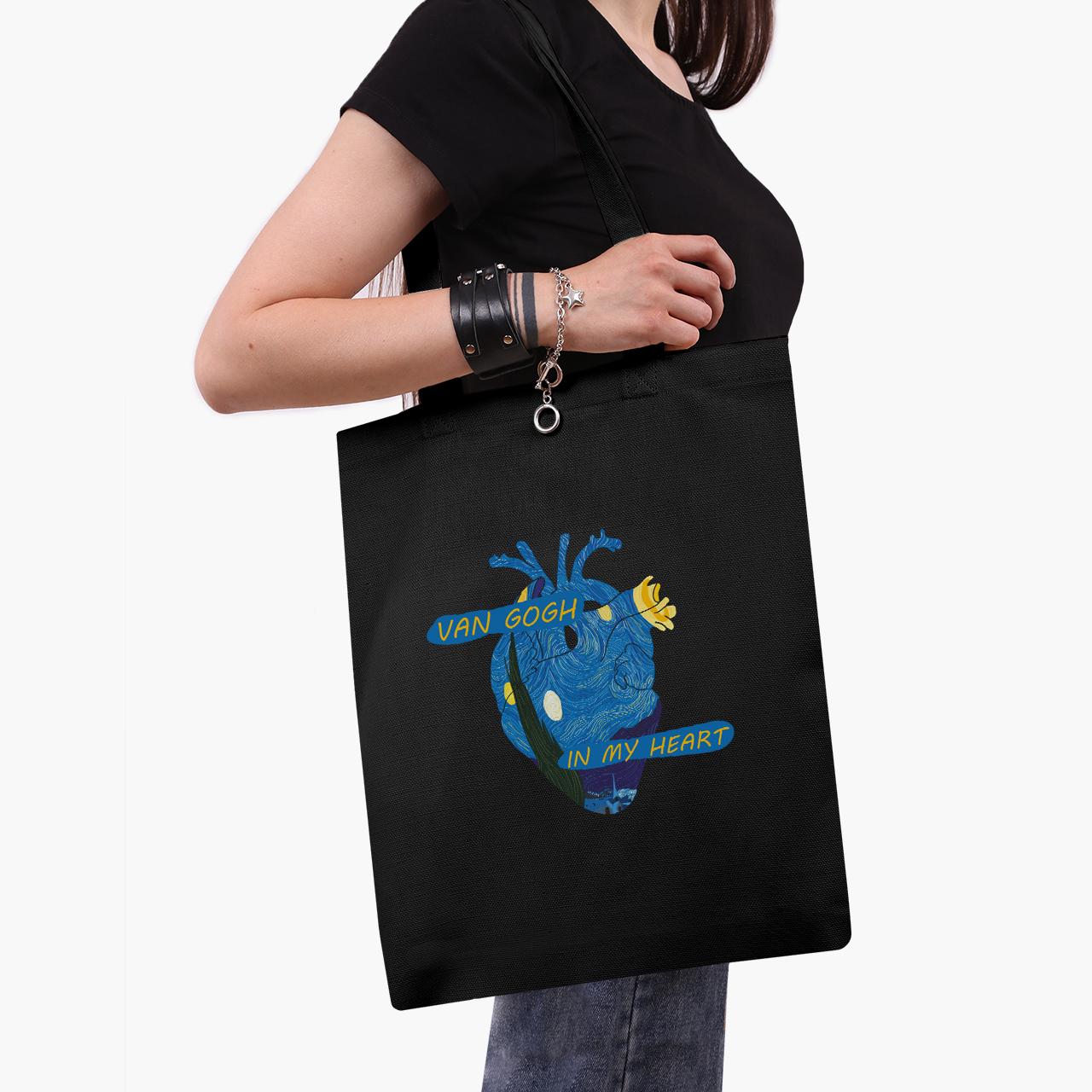 Эко сумка шоппер Сердце Vincent van Gogh 41x35 см Черный (9227-2950-BK)