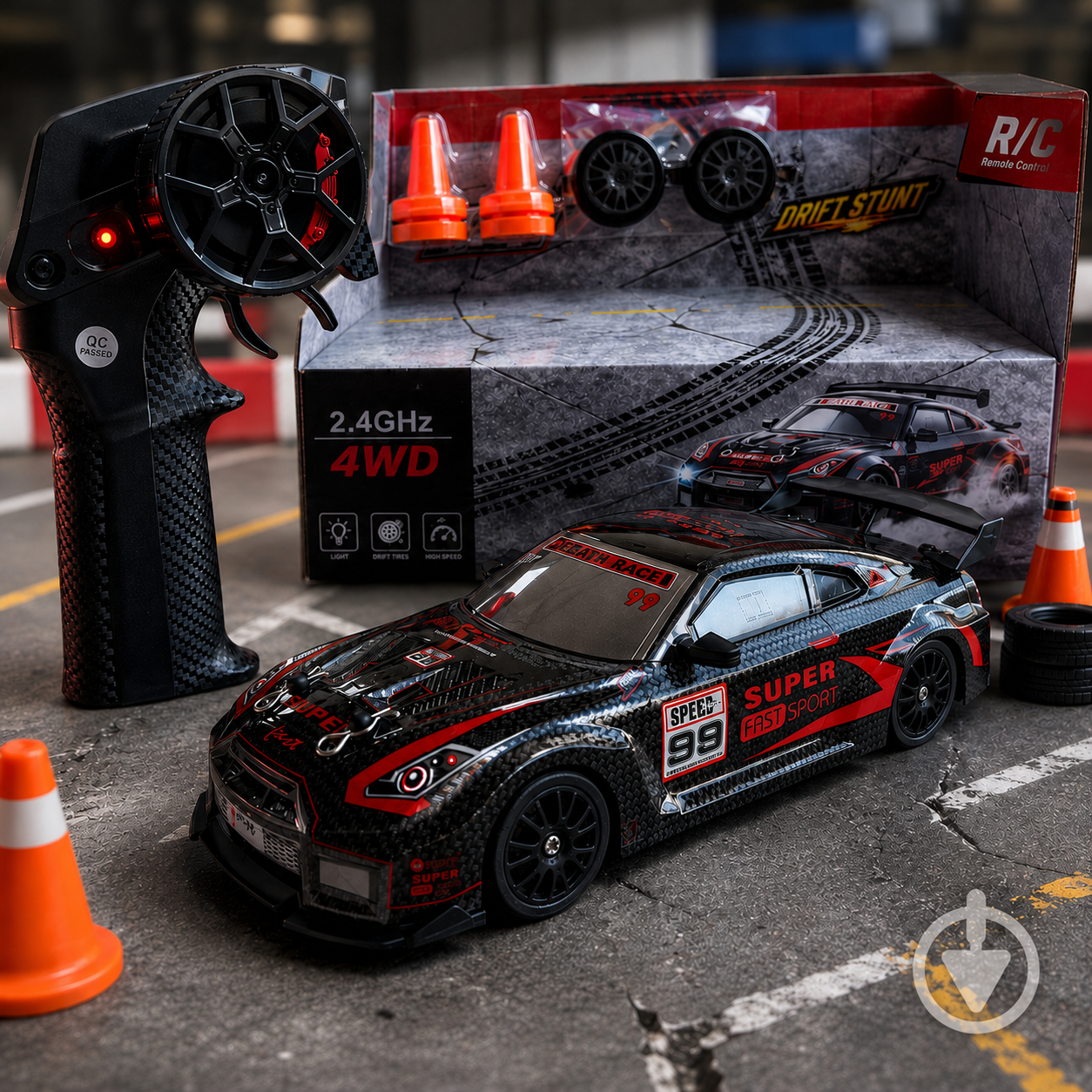 Машинка для дрифта на радиоуправлении Nissan GTR 4x4 1:18 21 см (3101)