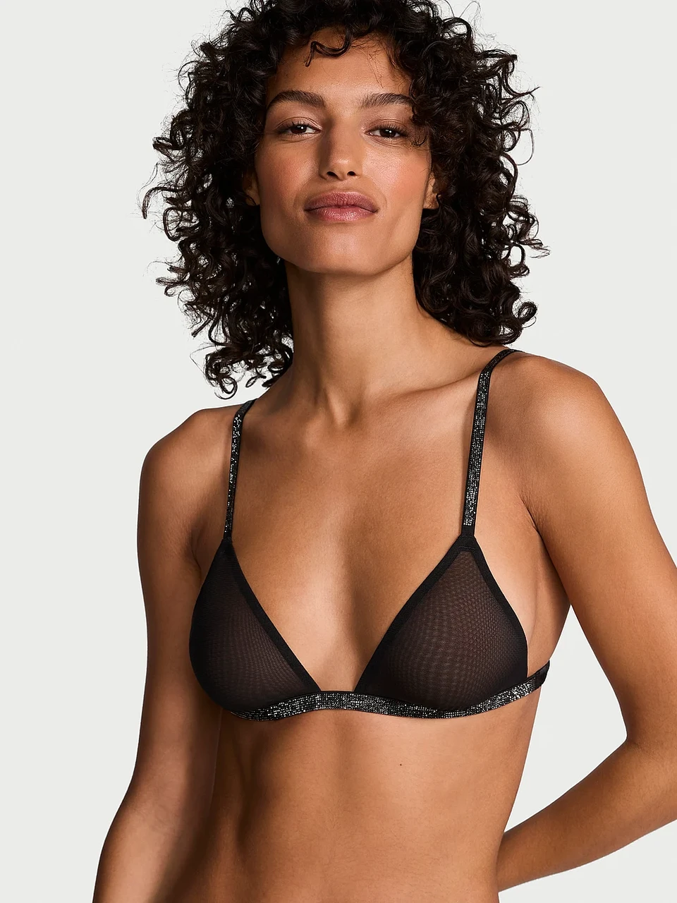 Бюстгальтер - Бралетт Victoria's Secret Sheer Shine Triangle Bralette М Чорний (26984798)