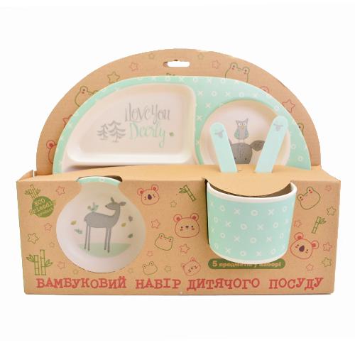 Набор детской бамбуковой посуды Stenson MH-2773-20 Бемби 5 пр.