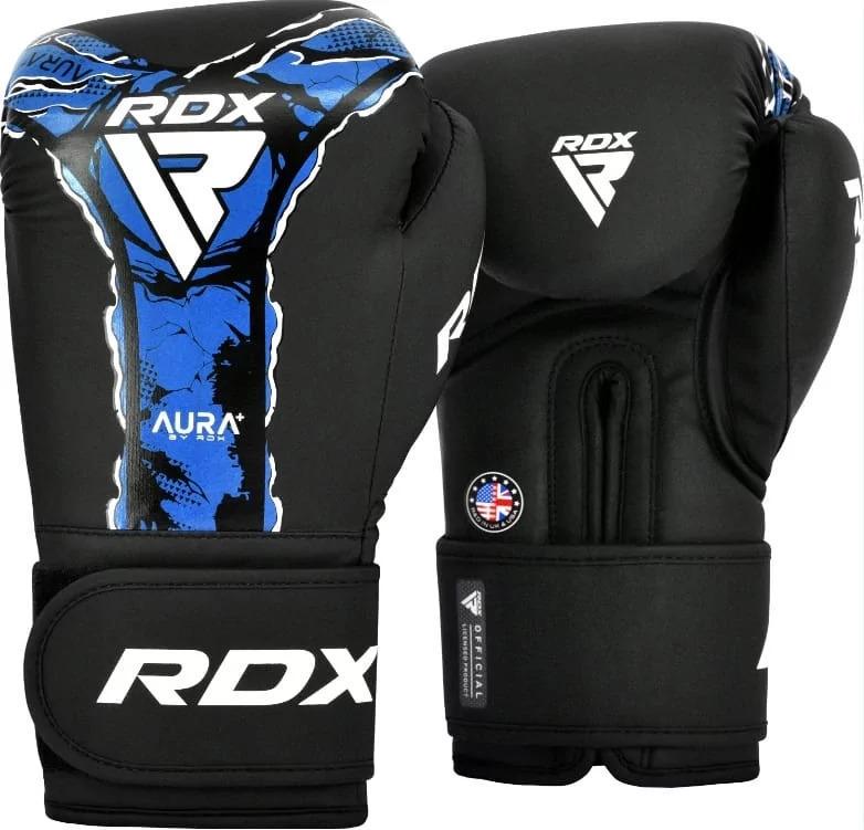 Боксерські рукавиці RDX BOXING GLOVES NEW AURA F17 10 унцій Чорний/Синій (BGR-F17BU 10)