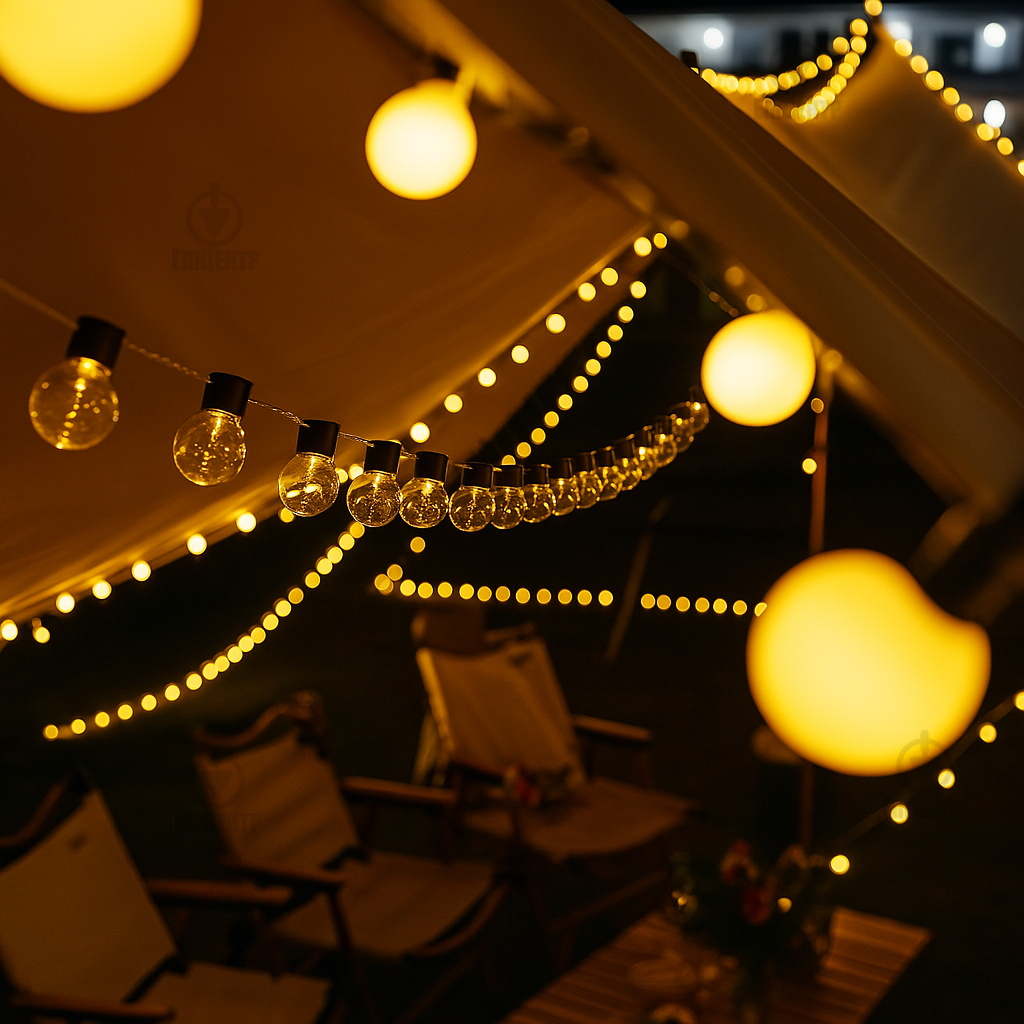 Гирлянда с прозрачными лампочками 220 V/10 м/40 LED последовательное подключение/теплый белый свет/для дома и улицы (700210) - фото 12